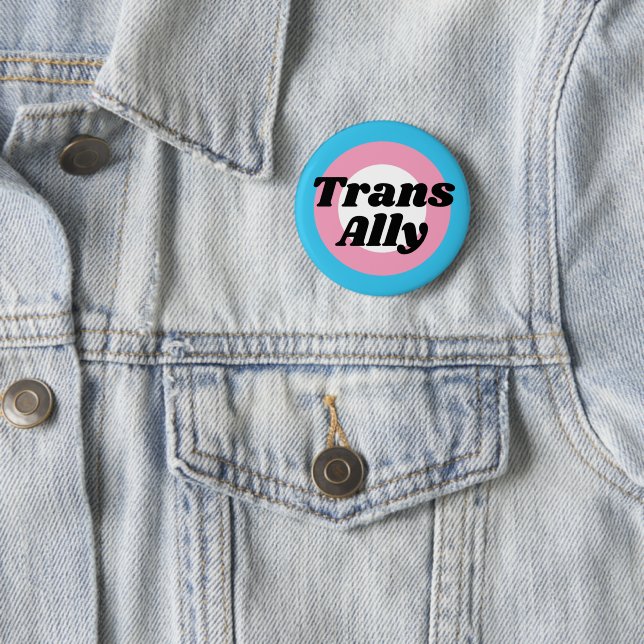 Trans Ally Editable Text Transgender Pride Flag  Button (In Situ)