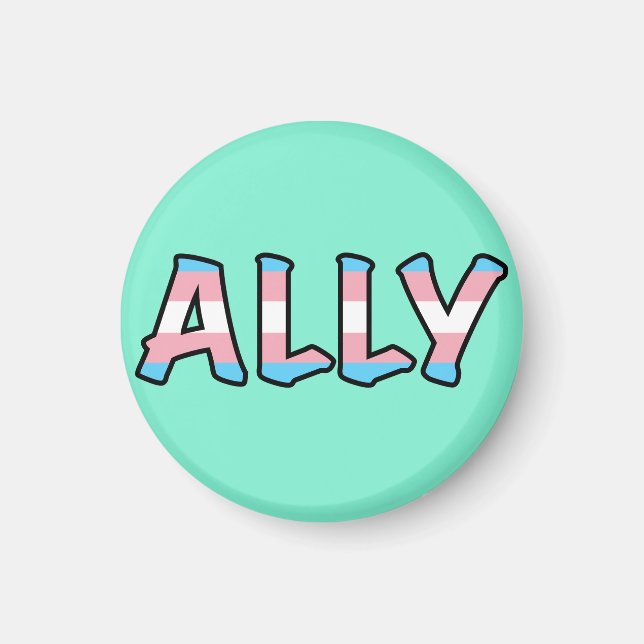 Trans Ally Hollow Letter | Mint Background  Magnet (Front)