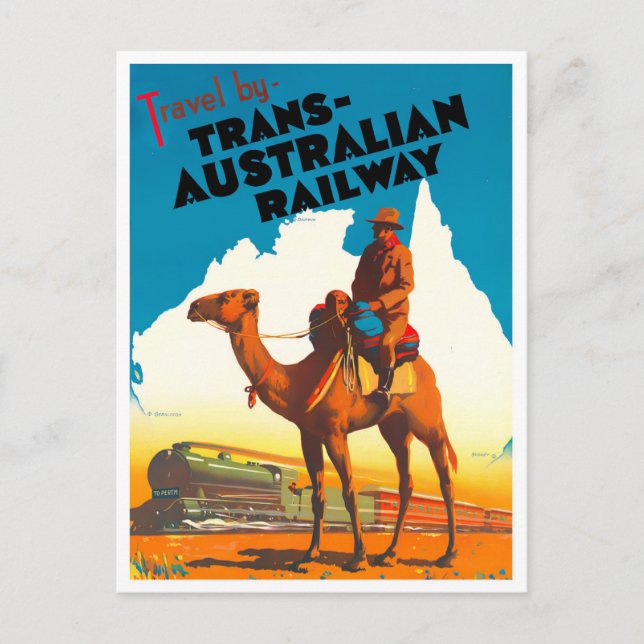 Trans Australian Railway vintage travel Postcard (Front)