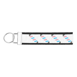 Trans Barbershop Pole Wrist Lanyard Keychain