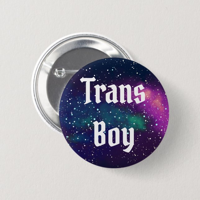 Trans Boy Customizable Galaxy Identity Button (Front & Back)