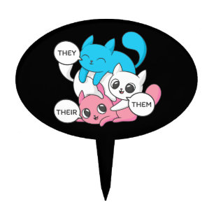 Trans Cats They Them Their Pronouns Transgender II Cake Topper