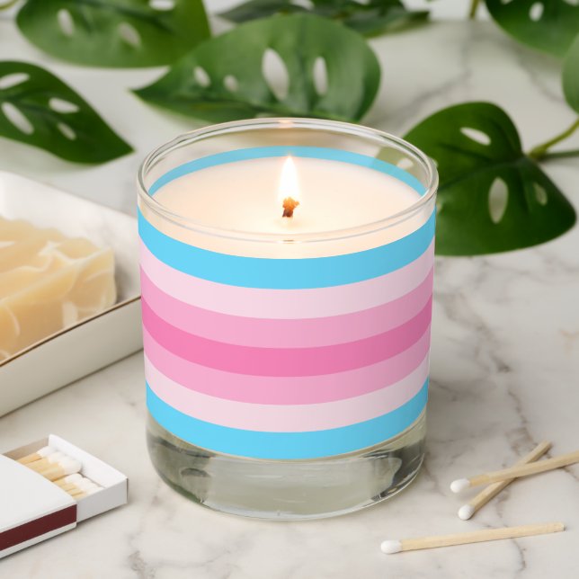 Trans Feminine Pride Flag Scented Candle (Lit)