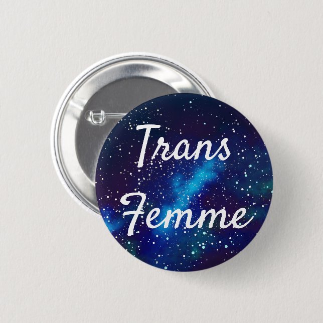 Trans Femme Customizable Galaxy Identity Pinback Button (Front & Back)