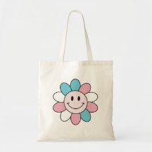 Trans flag color with a daisy flower smile
