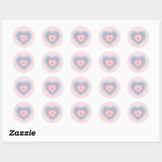 Trans flag colors on a blurred heart classic round sticker