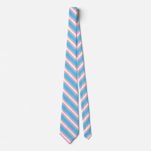 Trans Flag Diagonal Stripe Neck Tie