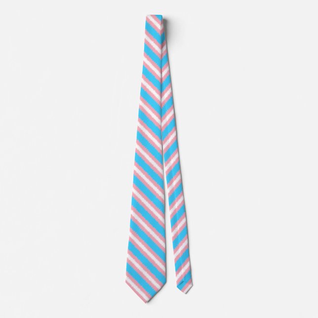 Trans Flag Diagonal Stripe Neck Tie (Front)