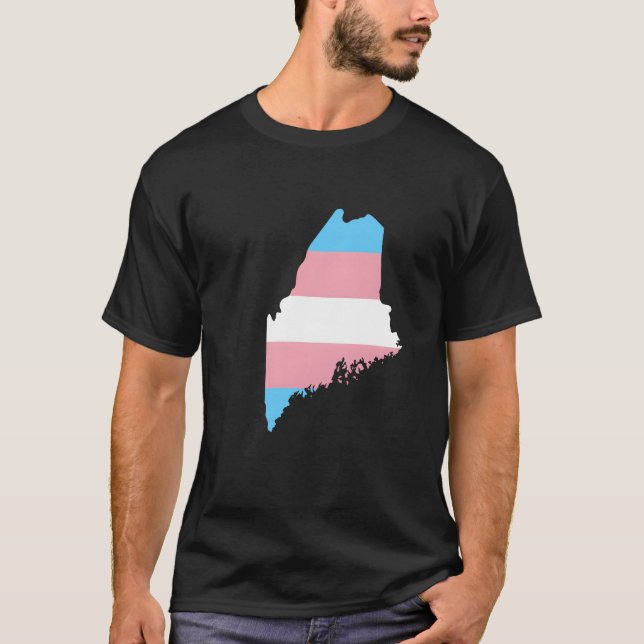 Trans Flag Maine LGBT Pride Support funny T-Shirt (Front)