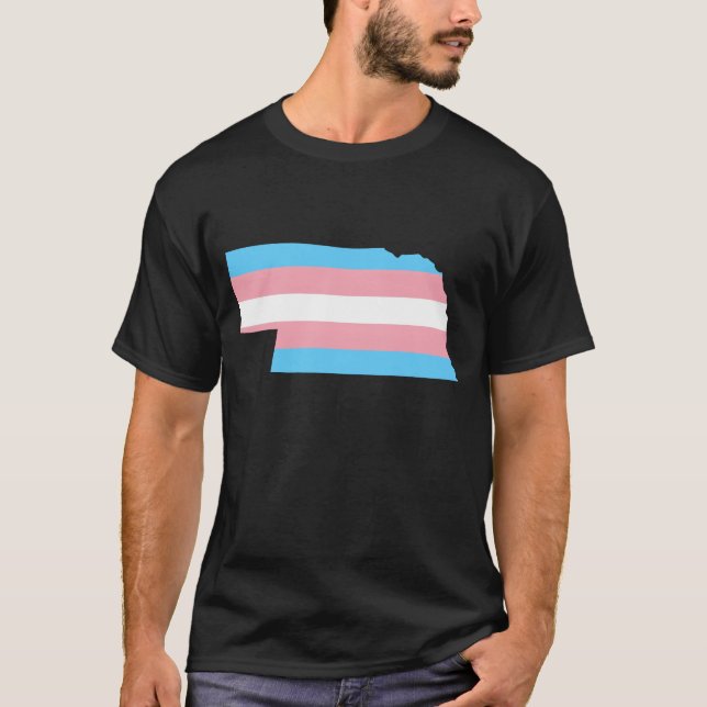 Trans Flag Nebraska LGBT Pride Support boy T-Shirt (Front)