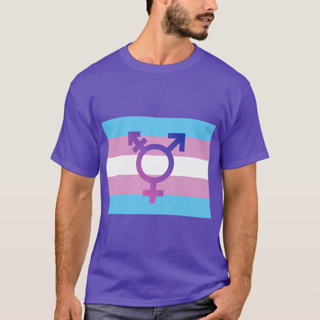 TRANS FLAG ORIGINAL WITH SYMBOL T-Shirt (Front)