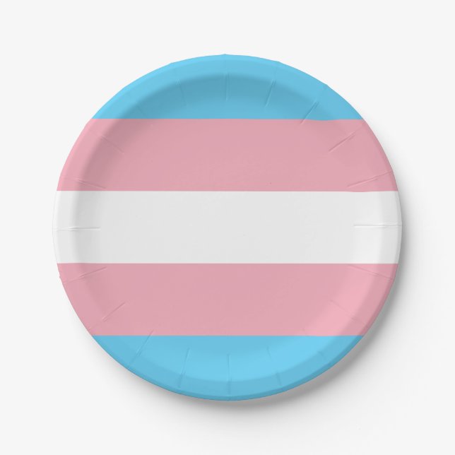Trans Flag Paper Plates (Front)