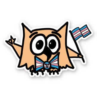 Trans Flag Pride with Ollie the Owl Sticker