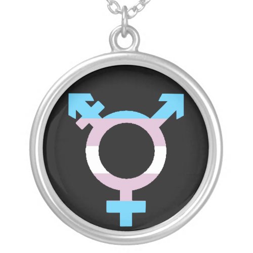 Trans Flag Symbol Silver Plated Necklace