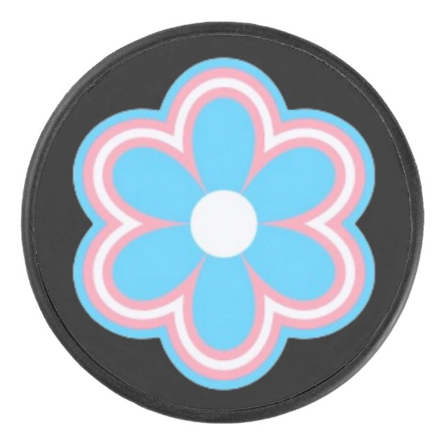 trans flower hockey puck (Front)