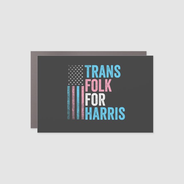 Trans Folk For Harris Election Transgender LGBT Car Magnet (Front)