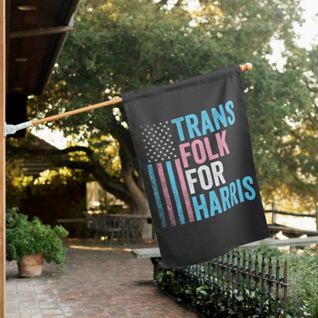 Trans Folk For Harris Election Transgender LGBT House Flag (In SItu)