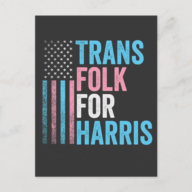 Trans Folk For Harris Election Transgender LGBT Postcard (Front)