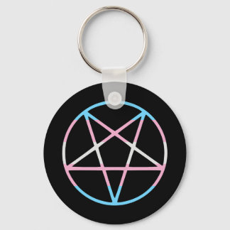 trans gay pride flag pentagram transgender keychain