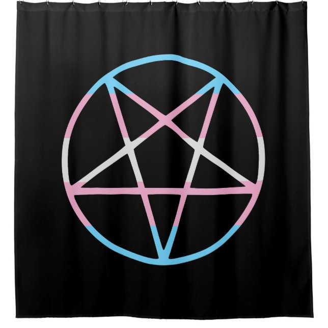 trans gay pride flag pentagram transgender shower curtain (Front)