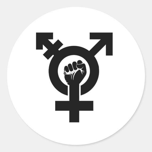 Trans Gender Resistance Symbol - - -  Classic Round Sticker (Front)