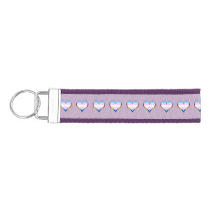 Trans Heart Pattern Wrist Keychain