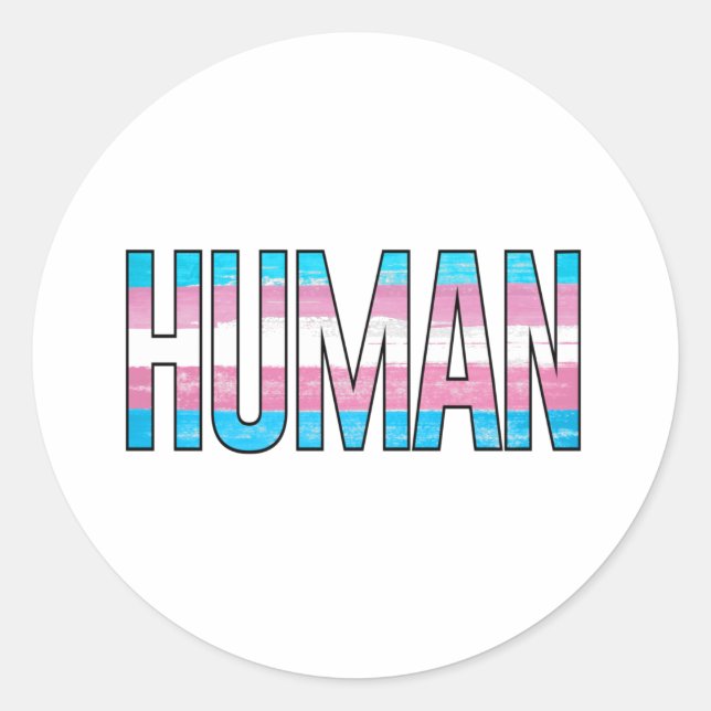 Trans Human Classic Round Sticker (Front)