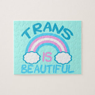 Trans is Beautiful Transgender Rainbow Jigsaw Puzzle