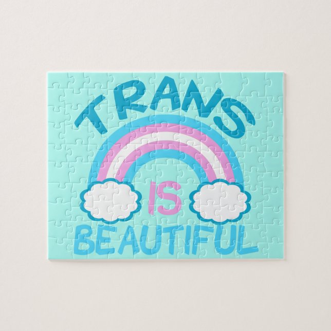Trans is Beautiful Transgender Rainbow Jigsaw Puzzle (Horizontal)
