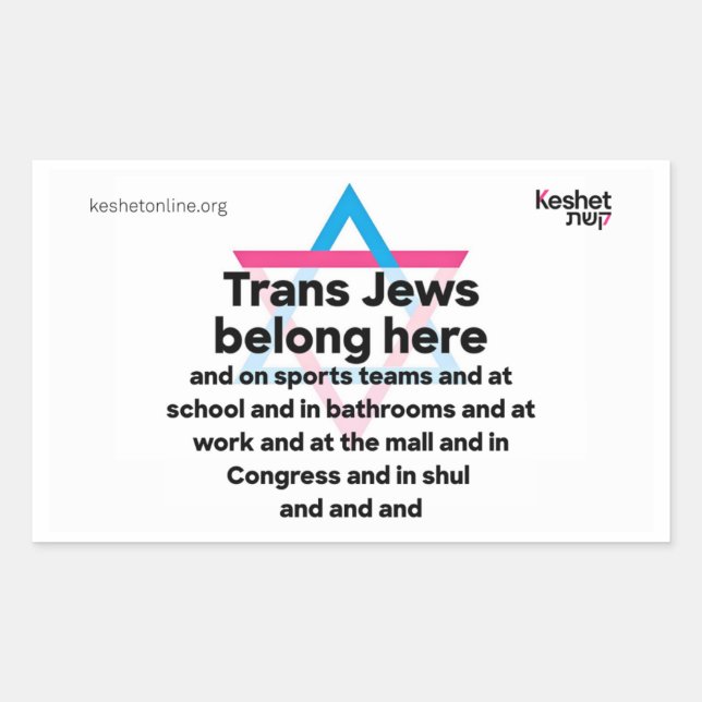 Trans Jews Belong Everywhere Rectangular Sticker (Front)