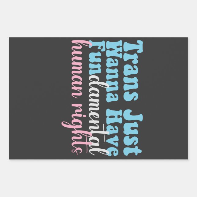 Trans Just Wanna Have Fundamental Human Rights   Wrapping Paper Sheets (Front)