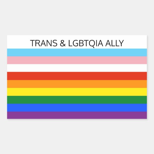 TRANS & LGBTQIA ALLY RECTANGULAR STICKER (Front)