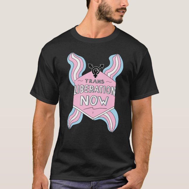 Trans Liberation Now Transgender Rights Pride Flag T-Shirt (Front)