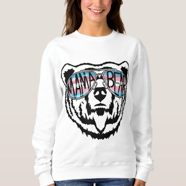 Trans Mama Bear Proud Mom Ally Transgender Rainbow Sweatshirt (Front)