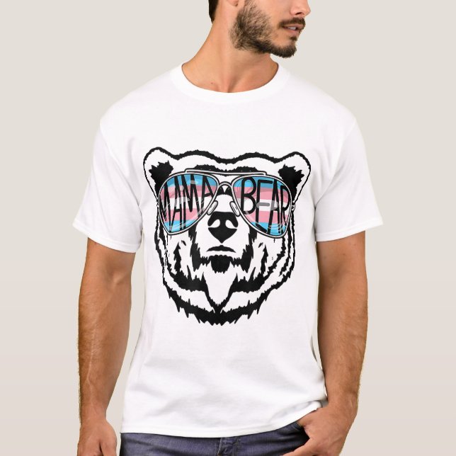 Trans Mama Bear Proud Mom Ally Transgender Rainbow T-Shirt (Front)