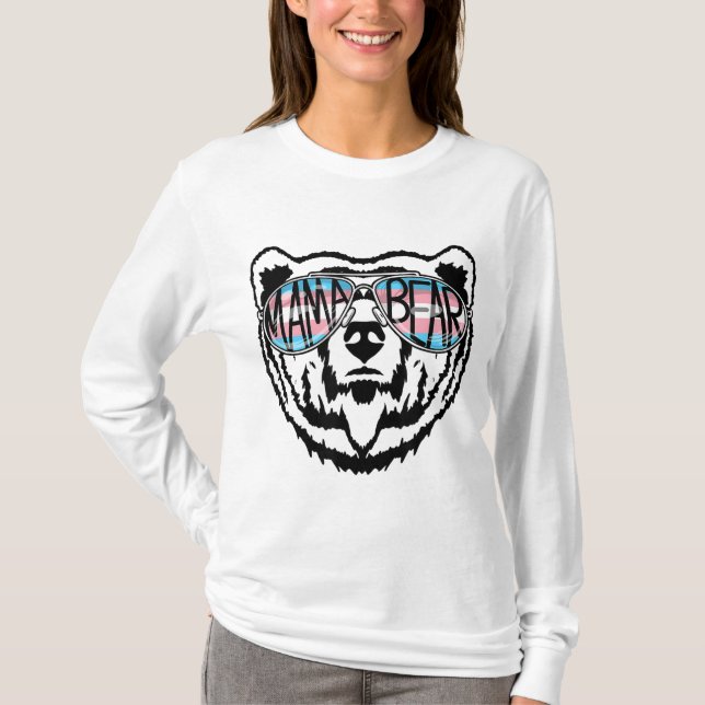 Trans Mama Bear Proud Mom Ally Transgender Rainbow T-Shirt (Front)