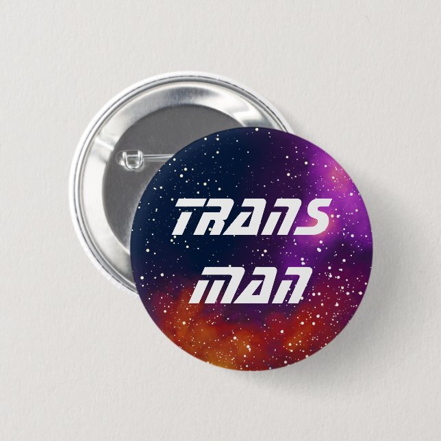 Trans Man Customizable Galaxy Identity Pinback Button (Front & Back)