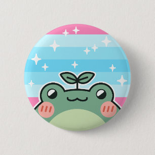 Trans Masculine LGBT Pride Flag Frog Button