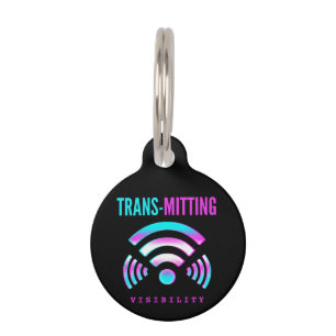 Trans-mitting Visibility Modern Glitch Transgender Pet ID Tag