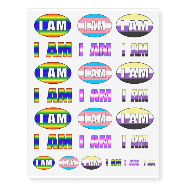 Trans & NonBinary PRIDE I AM Temporary Tattoos (Front)
