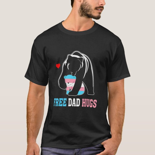 Trans Papa Bear Free Dad Hugs Rainbow Transgender  T-Shirt (Front)