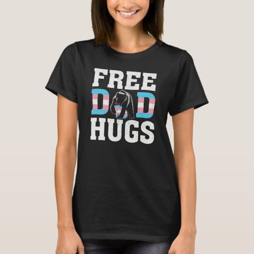 Trans Papa Bear Free Dad Hugs Rainbow Transgender  T_Shirt