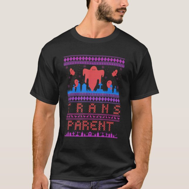 Trans Parent Ugly Halloween LGBTQ Ghost Pride Supp T-Shirt (Front)