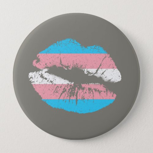 Trans Pink Blue Flag Stripe Lips Mouth Button