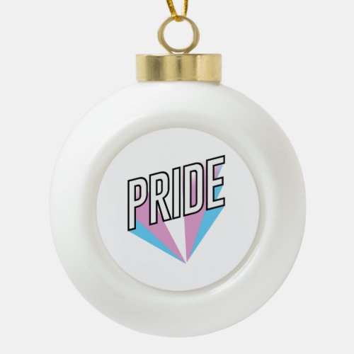 Trans Pride Burst Ceramic Ball Christmas Ornament