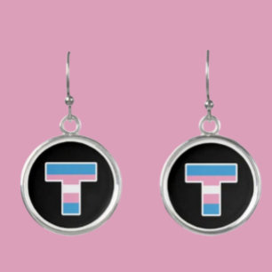 Trans Pride Capital T Earrings