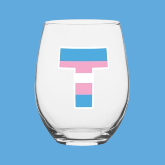 Trans Pride Capital T Stemless Wine Glass (Creator Uploaded)
