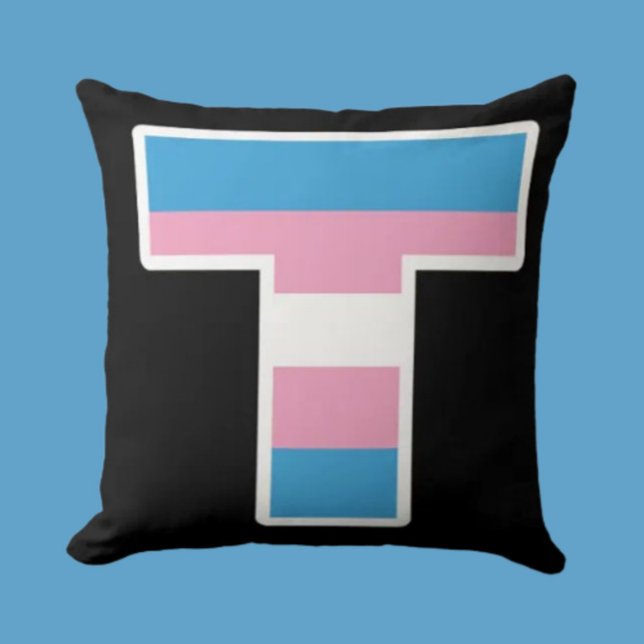 Trans Pride Capital T Throw Pillow (Creator Uploaded)