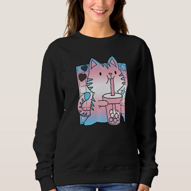 Trans Pride Cat  Cat Mom Lgbt Gay Lgbtq Pride Mont Sweatshirt (Front)