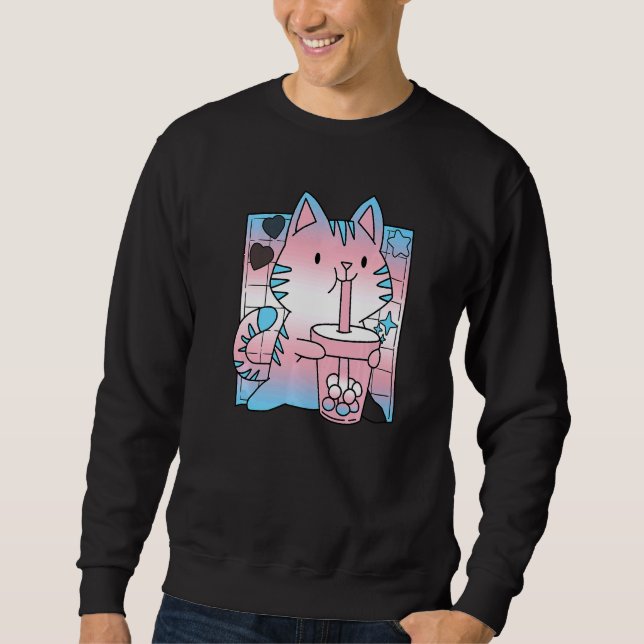Trans Pride Cat  Cat Mom Lgbt Gay Lgbtq Pride Mont Sweatshirt (Front)